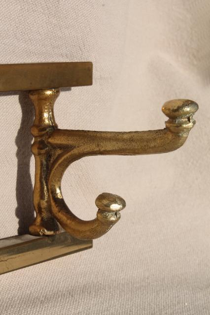 photo of vintage mug rack or wall hanging coat hanger peg board, solid brass w/ brass hooks #4