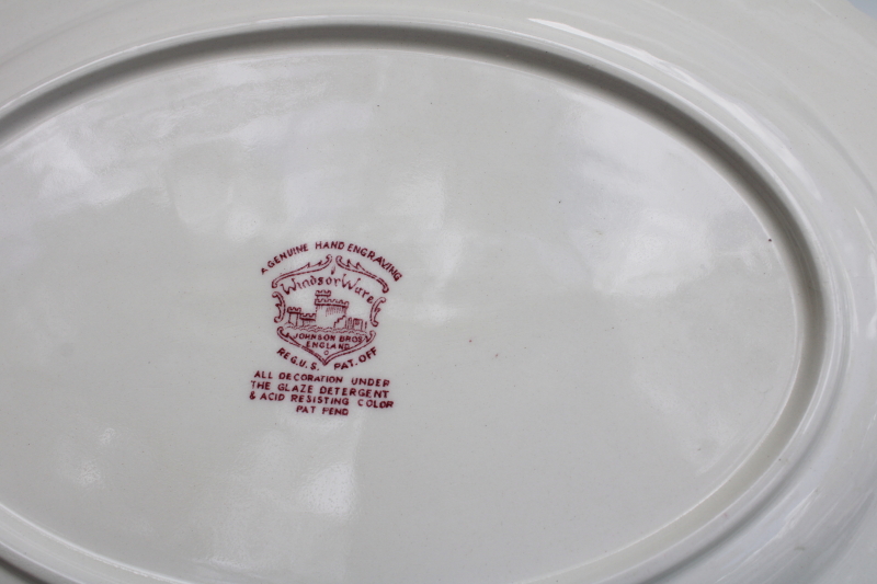 photo of vintage mulberry purple transferware china platter Johnson Bros Windsor Ware Dover floral #3