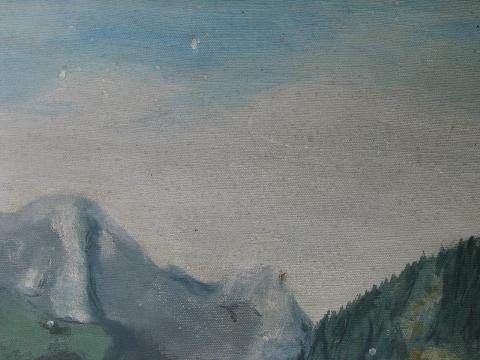 photo of vintage naive folk art, old original art paintings, primitive landscapes & wildlife #6