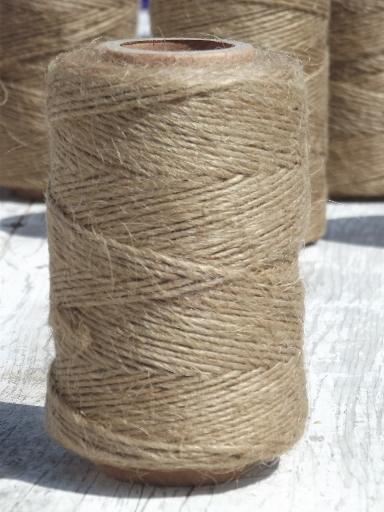 photo of vintage natural jute twine, spools of primitive rustic rope fiber cord #2