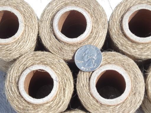 photo of vintage natural jute twine, spools of primitive rustic rope fiber cord #3