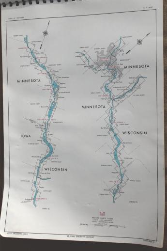 photo of vintage navigational charts / sailing maps of the upper Mississippi river #2