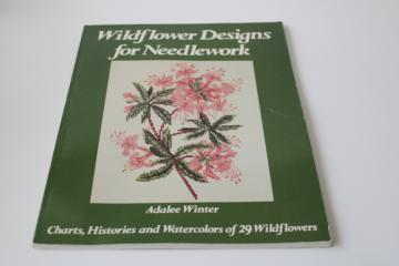 catalog photo of vintage needlework book charted designs wildflowers for needlepoint, cross stitch