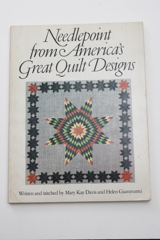 photo of vintage needlework book, charted needlepoint designs from class quilt patterns #1