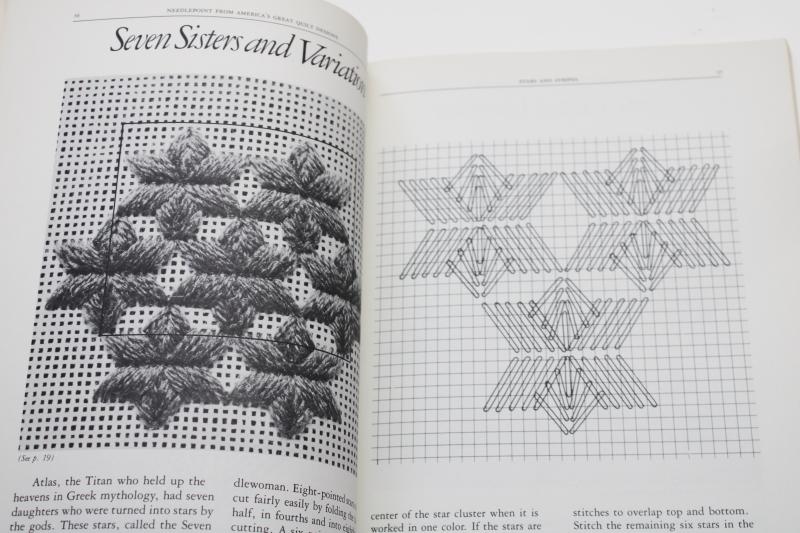 photo of vintage needlework book, charted needlepoint designs from class quilt patterns #4