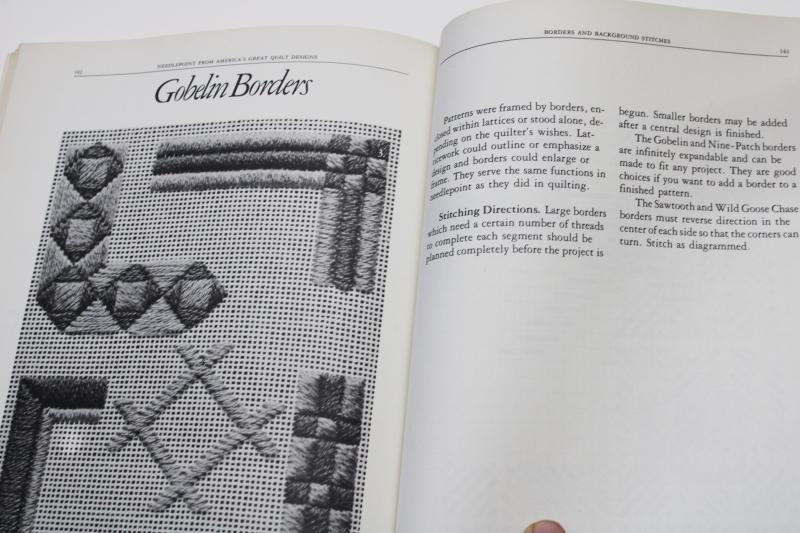 photo of vintage needlework book, charted needlepoint designs from class quilt patterns #5