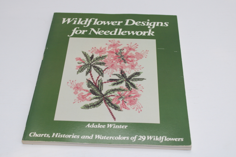 photo of vintage needlework book, wildflower floral designs charted for cross stitch or needlepoint #1