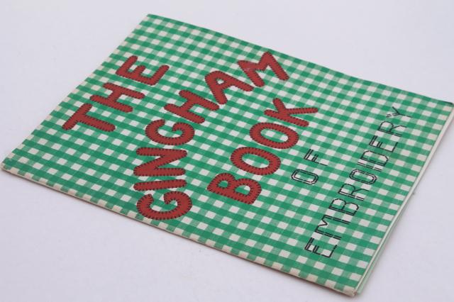 photo of vintage needlework booklet, Gingham Book of Embroidery sewing patterns for chicken scratch #1