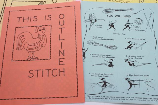 photo of vintage needlework booklet, Gingham Book of Embroidery sewing patterns for chicken scratch #3