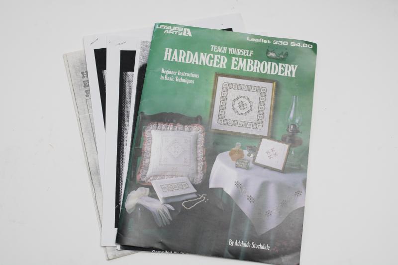 photo of vintage needlework booklet, hardanger embroidery how-to and charted designs #1