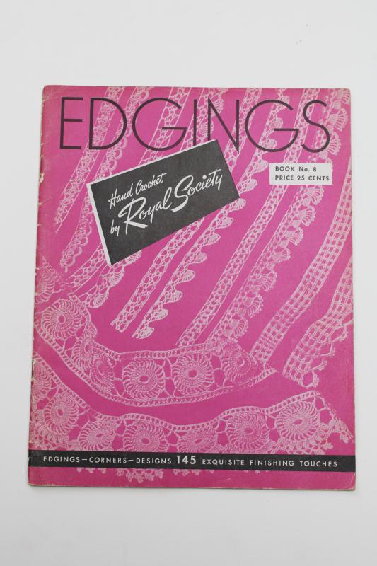 photo of vintage needlework pattern booklet, crochet lace edgings 145 designs Royal Society #1