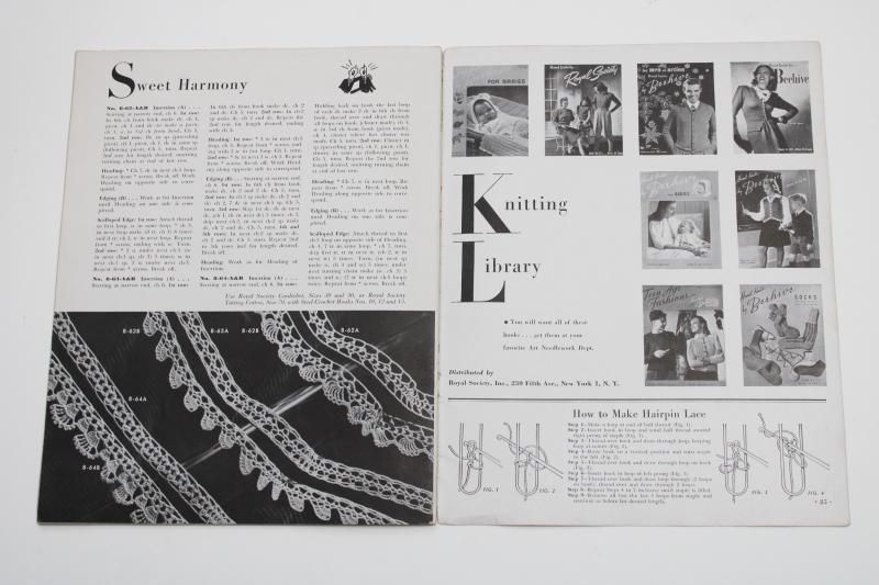 photo of vintage needlework pattern booklet, crochet lace edgings 145 designs Royal Society #4