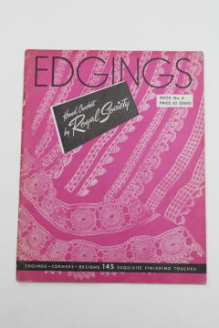catalog photo of vintage needlework pattern booklet, crochet lace edgings 145 designs Royal Society