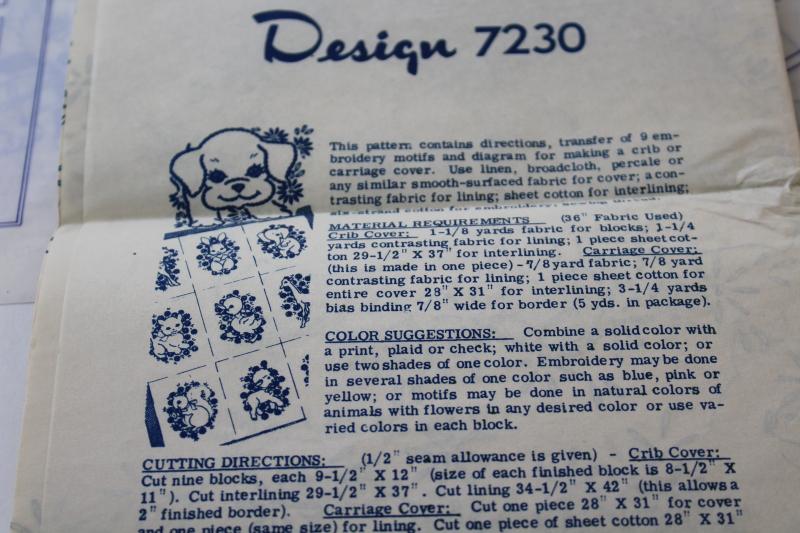 photo of vintage needlework patterns, iron on embroidery transfers for baby nursery quilts #2