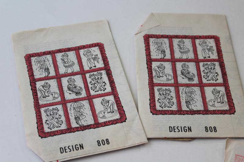 photo of vintage needlework patterns, iron on embroidery transfers for baby nursery quilts #4