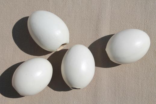 photo of vintage nest eggs for primitive display, ceramic life size chicken eggs lot #1