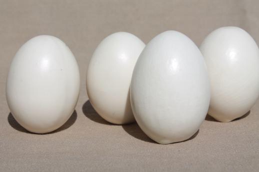 photo of vintage nest eggs for primitive display, ceramic life size chicken eggs lot #2