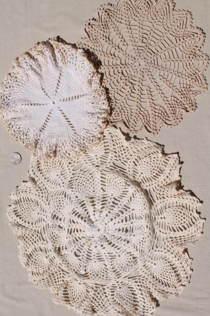 photo of vintage & new cotton lace doilies in all sizes, cottage style crochet doily lot #4