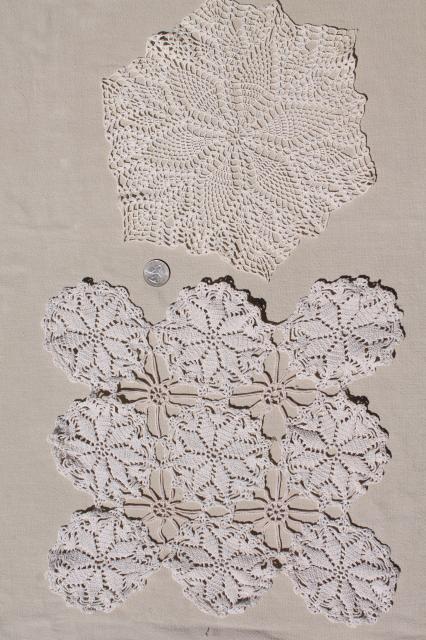 photo of vintage & new cotton lace doilies in all sizes, cottage style crochet doily lot #12