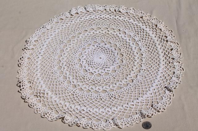 photo of vintage & new cotton lace doilies in all sizes, cottage style crochet doily lot #14