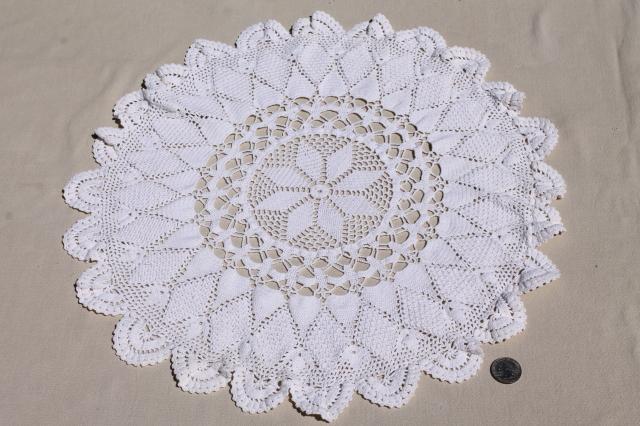 photo of vintage & new cotton lace doilies in all sizes, cottage style crochet doily lot #15