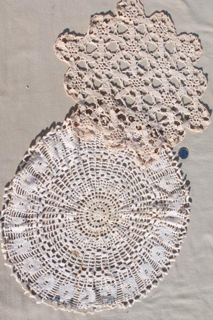 photo of vintage & new cotton lace doilies in all sizes, cottage style crochet doily lot #2