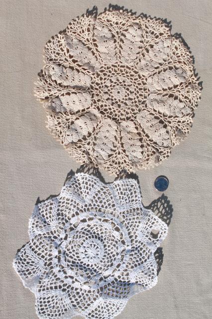 photo of vintage & new cotton lace doilies in all sizes, cottage style crochet doily lot #3