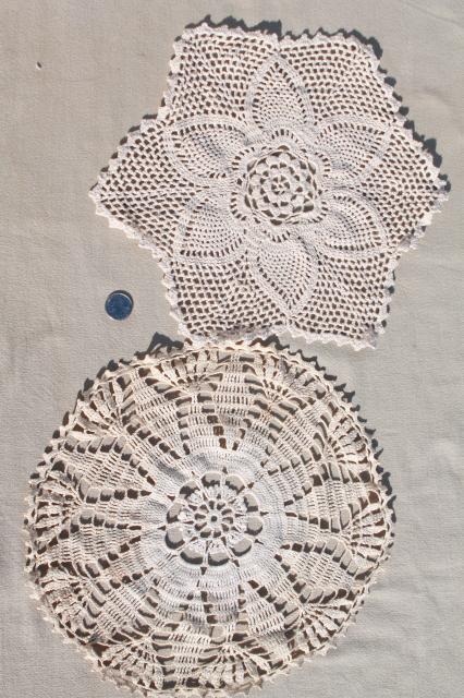 photo of vintage & new cotton lace doilies in all sizes, cottage style crochet doily lot #4