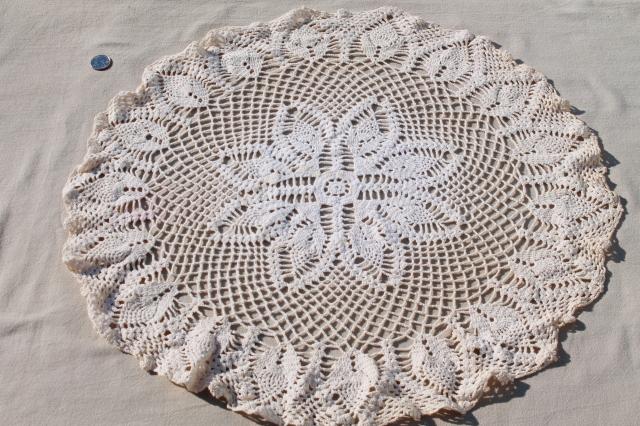 photo of vintage & new cotton lace doilies in all sizes, cottage style crochet doily lot #9