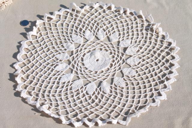 photo of vintage & new cotton lace doilies in all sizes, cottage style crochet doily lot #13