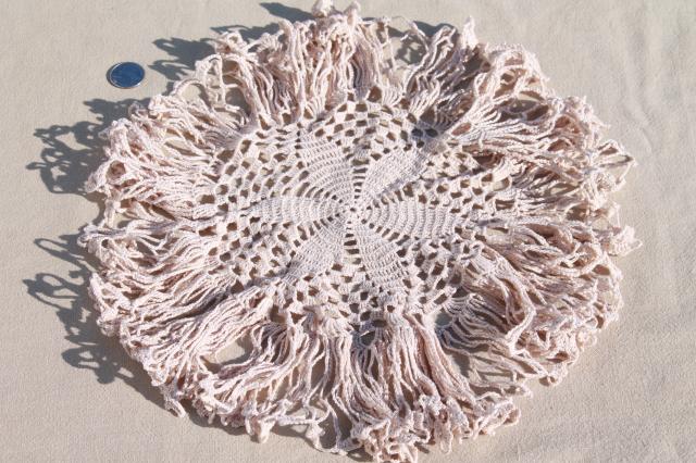 photo of vintage & new cotton lace doilies in all sizes, cottage style crochet doily lot #14