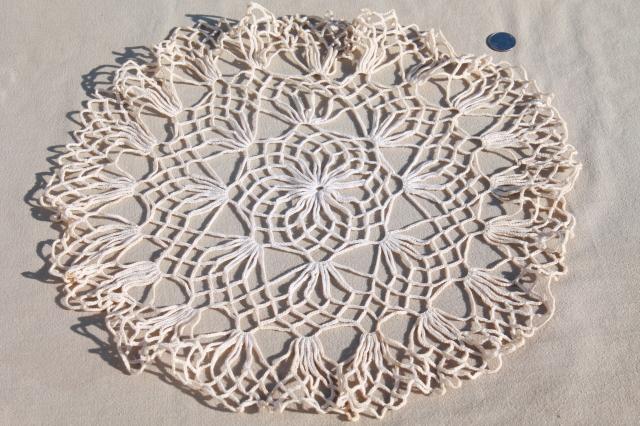 photo of vintage & new cotton lace doilies in all sizes, cottage style crochet doily lot #15