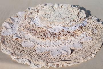 catalog photo of vintage & new cotton lace doilies in all sizes, cottage style crochet doily lot