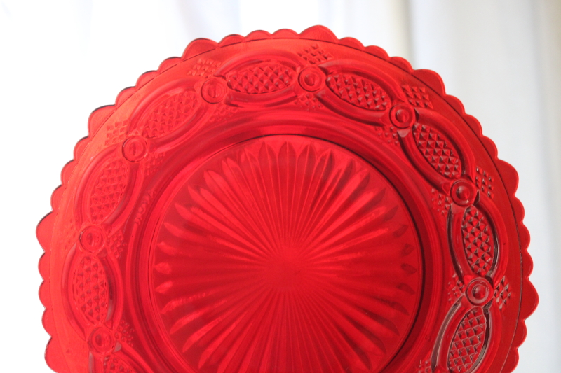 photo of vintage new in box Avon Cape Cod ruby red glass salad or dessert plates set of 8 #2