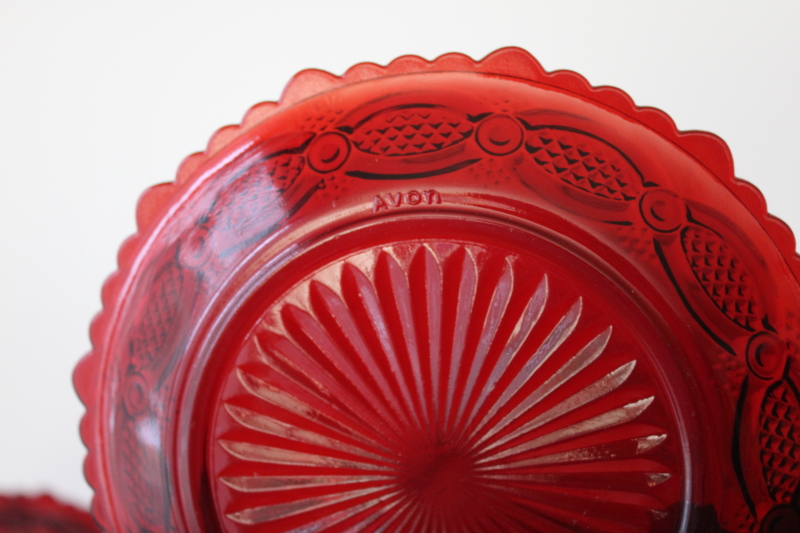 photo of vintage new in box Avon Cape Cod ruby red glass salad or dessert plates set of 8 #6
