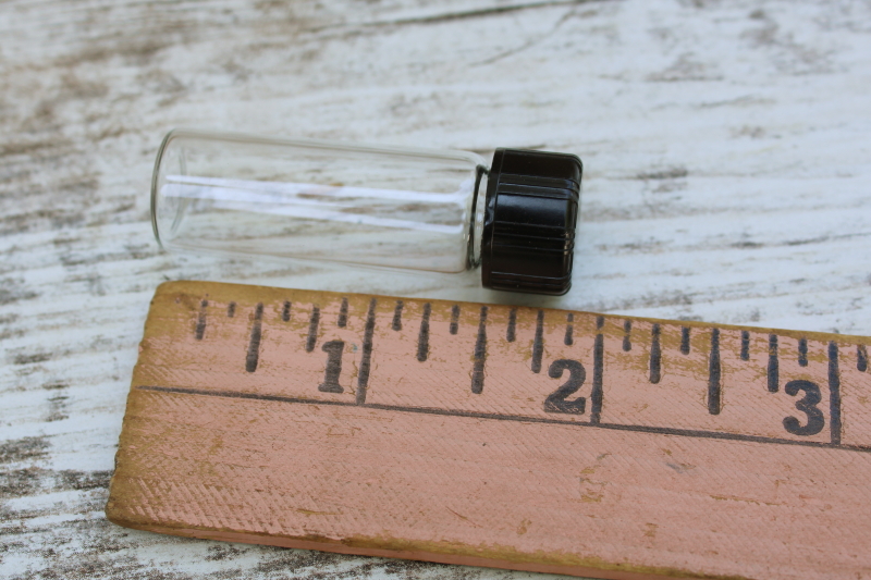 photo of vintage new old stock cases of one dram vials, tiny glass bottles w/ screw on lids  #2