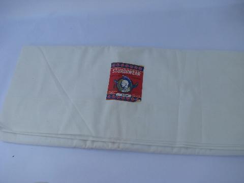 photo of vintage new w/ paper labels cotton bed linens, pure white sheets, flat sheet lot #2