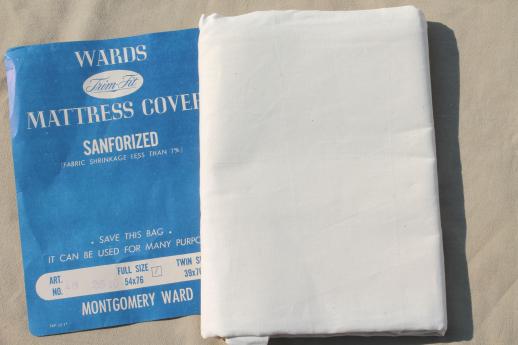 photo of vintage new stock unbleached cotton mattress cover, comforter cover or duvet cover #2