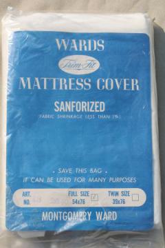 catalog photo of vintage new stock unbleached cotton mattress cover, comforter cover or duvet cover