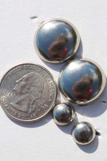 photo of vintage nickel domed stud, metal rivet studs for leather & crafting new old stock lot #4