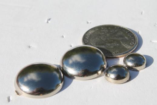 photo of vintage nickel domed stud, metal rivet studs for leather & crafting new old stock lot #5