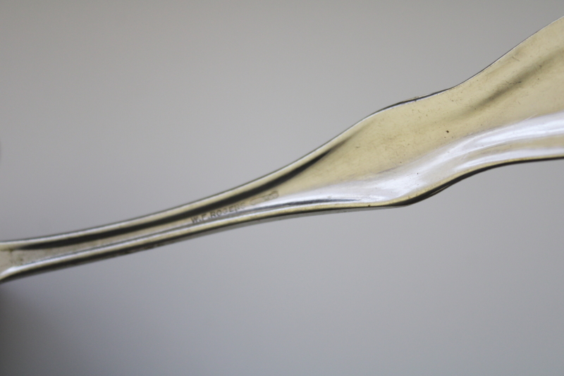 photo of vintage nickel plated berry spoon, scalloped edge ladle w/ ornate beaded edge handle #3