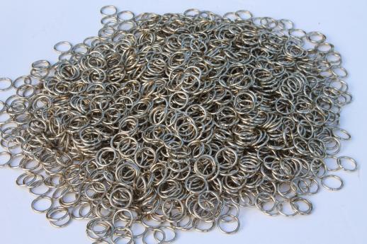 photo of vintage nickel plated steel o ring, 7.5 lb  metal o-rings 3/4'' dia new old stock lot of 1200+ #2