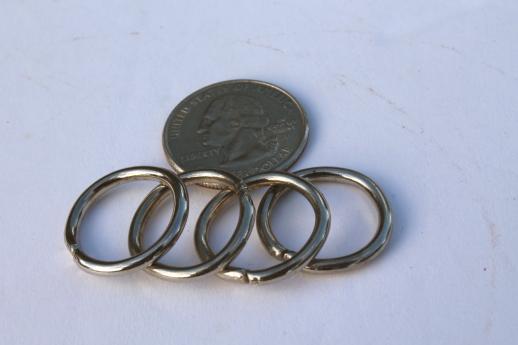 photo of vintage nickel plated steel o ring, 7.5 lb  metal o-rings 3/4'' dia new old stock lot of 1200+ #3