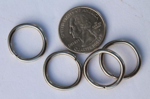 photo of vintage nickel plated steel o ring, 7.5 lb  metal o-rings 3/4'' dia new old stock lot of 1200+ #4