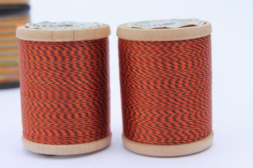 photo of vintage nylon sewing thread, varigated color space dyed self striping changing colors #2