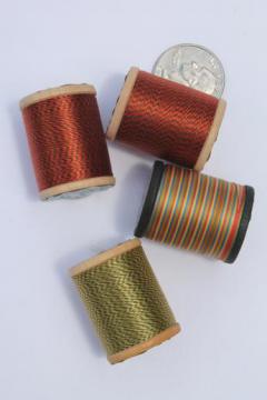 catalog photo of vintage nylon sewing thread, varigated color space dyed self striping changing colors