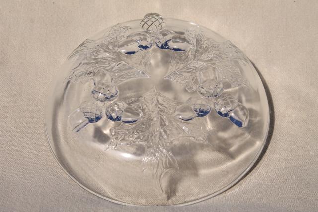 photo of vintage oak leaf & acorn pattern pressed glass nut dish of small bowl #3