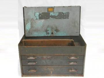 catalog photo of vintage old Craftsman mechanic / machinist toolbox or tool chest w/tray