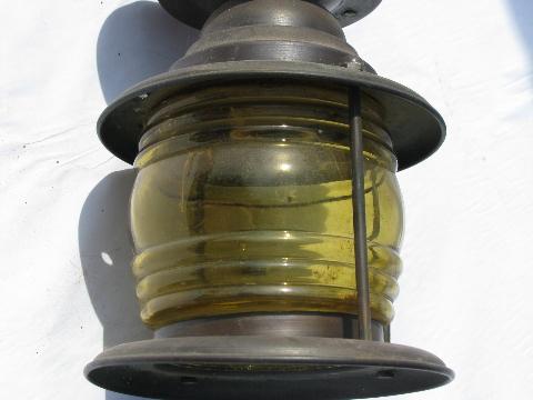 photo of vintage old solid copper architectural porch light w/glass globe #2